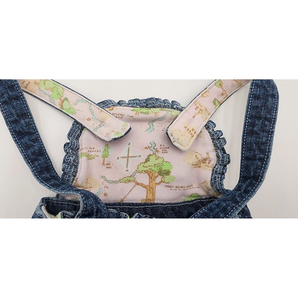 Disney Store Winnie the Pooh Denim Overall Dress Baby Girl 3-6M Blue Exc Vtg - Picture 6 of 10